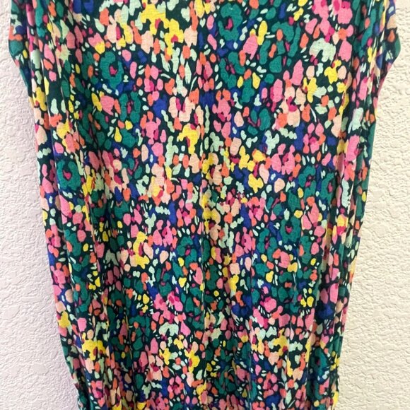 LOFT Colorful Floral Godet Double V Maxi Dress Sleeveless Waist Tie XSP - Picture 5 of 6